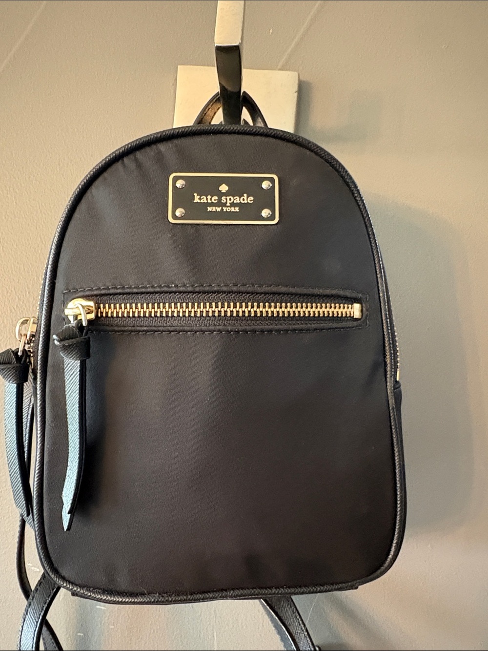 kate spade Black Nylon Mini Backpack with Gold Hardware